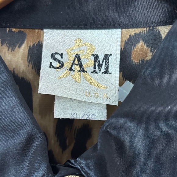 VINTAGE SAM Cheetah Print Satin Tunic Blouse Size XL - Picture 3 of 6